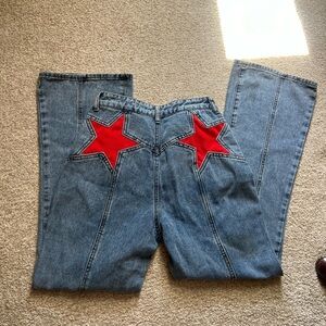 Free people inspired red star jeans